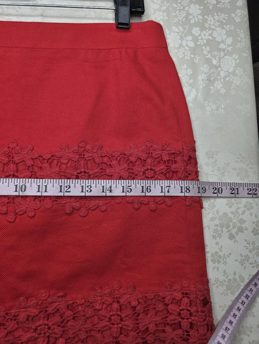 NWT J.Crew Red Floral Crochet Lace Trim Mini Skirt Size 4 (Style A4134)